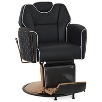 Chaise de barbier noire antique avec piston hydraulique à base dorée pour chaises de barbier Chaises inclinables de salon de beauté
