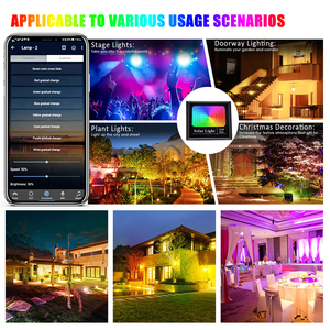 Nhà Máy Bán buôn 200 Wát năng lượng mặt trời ngoài trời không thấm nước điều khiển từ xa + điều khiển không dây RGB LED Flood Lights - Product Image 6