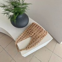Sac de plage fourre-tout grande capacité en polyester tissé au crochet fait main pour femme, design de luxe OME, avec cordon de serrage, idéal pour l'été