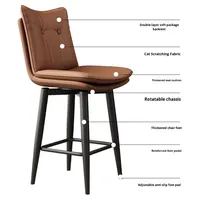 Tabouret de bar pivotant en fer forgé moderne avec dossier haut Chaise de bureau caissier commercial