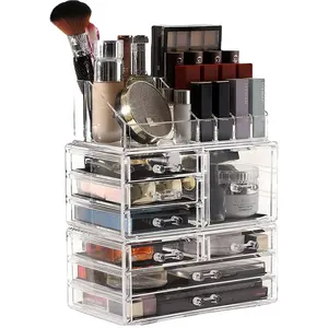 Acryl Klarer Make-up-Ständer und Aufbewahrung Stapelbare große Hautpflege-Kosmetik vitrine