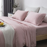 Ensemble de draps de lit ajustés en coton de bambou 100% 300TC uni tissé avec effet rafraîchissant pour un usage domestique Draps de lit en bambou