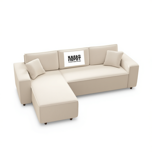 Sofá Seccional en Forma de L Kasac Hopot con Cubierta de Tela, Diseño Moderno, Cómodo Juego de Muebles para Sala de Estar con Patas de Madera - Product Image 1