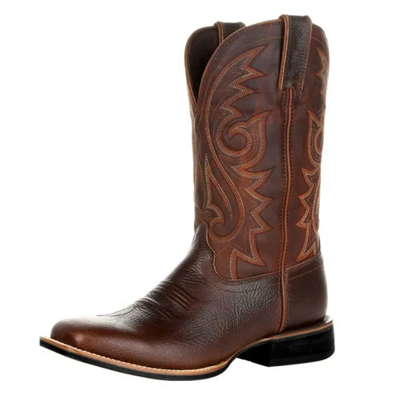 Groothandel Goed Verkopen Mannen Pu Cowboy Laarzen Schoenen Fabriek Custom Goedkope Western Cowboy Laarzen Heren Mexico Fashion Design Mannen Laarzen