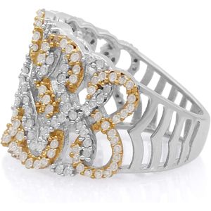 Ornaatis Diamond Infinity Band Ring 1.09 Cttw Coupe Ronde Or Bicolore sur Argent Sterling Bague de Fiançailles Femme Taille 7 - Product Image 2