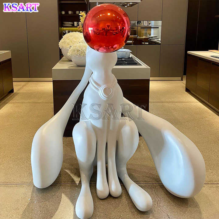 Decorative Creative Resin Bunny Girl Boxing Rabbit Statue