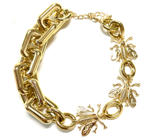 Nouveau collier tendance en alliage plaqué or avec chaîne à maillons larges, motif libellule, papillon, <span class=keywords><strong>poisson</strong></span> <span class=keywords><strong>rouge</strong></span>, insecte, chaîne épaisse, collier ras du cou, bijoux - Product Image 1