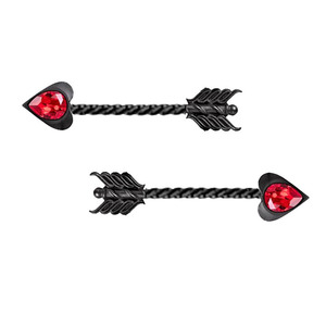 Xinfocus joyería del cuerpo circón <span class=keywords><strong>flecha</strong></span> pezón Barbell anillo Acero quirúrgico negro corazón pezón <span class=keywords><strong>Piercing</strong></span> moda <span class=keywords><strong>Piercing</strong></span> - Product Image 1