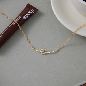 J & <span class=keywords><strong>D</strong></span> <span class=keywords><strong>Collana</strong></span> in oro 18K in acciaio inossidabile con strass bianco con cuore eterno e <span class=keywords><strong>nodo</strong></span> <span class=keywords><strong>collana</strong></span> con sorriso - Product Image 5