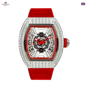 Montre mécanique de luxe en forme de tonneau sertie de diamants - Montre pour homme, étanche, lumineuse, qualité supérieure, vente en gros par le fabricant - Product Image 4
