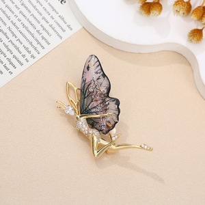 Broche Borboleta Coreano Série Mori, Broche de Liga com Simulação Natural de Inseto, Alfinete de Lapela Versátil para Roupas com Libélula Elfo - Product Image 3