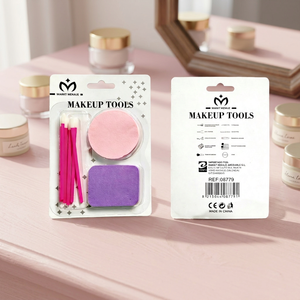 Juego de Brochas de Maquillaje Modernas, Brocha para Labios y Esponja de Maquillaje Cuadrada y Redonda de Plástico, Paquete Promocional de 12 Piezas con Impresión Offset - Product Image 4