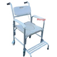 Chaise de bain et de toilette pliable pour personnes âgées et handicapées avec roulettes, design mobile, finition polie, classe II