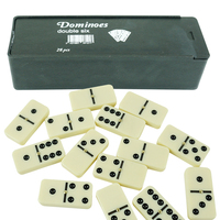 Jeu de dominos double six personnalisé en usine chinoise, 28 pièces, blocs de dominos en plastique noir, boîte pour jeux de table amusants