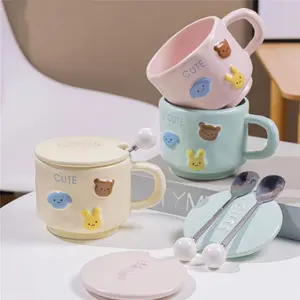 Armonia di alta qualità all'ingrosso carino in ceramica sottosmalto in stile stile animale con stampa tazza e tazza da caffè in ceramica