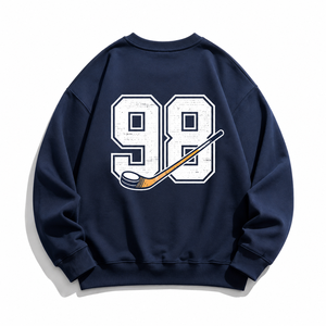 Sweat-shirt de hockey vintage unisexe avec motif graphique de bâton de hockey et pelle, vêtement pour le jour du match - Product Image 5