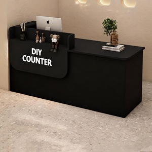 Mostrador de Recepción Avignon en Roble Blanco y Negro con Estación de Trabajo, 120x50.5x100cm, 53kg, Diseño de Lujo en MDF para Oficina/Salón/<span class=keywords><strong>Hotel</strong></span> - Product Image 2