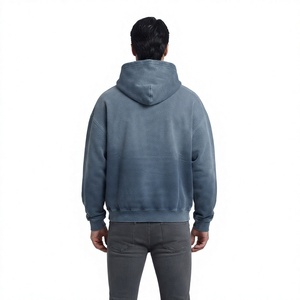 <b>Men's</b> Acid Wash Oversized <b>Zip</b>-<b>Up</b> Hoodie Fleece Solid Casual Sweatshirt Anti-Wrinkle Pocket Autumn Wear Polyester/Cotton - Product Image 5
