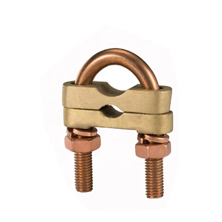 Brass U type earth rod clamp