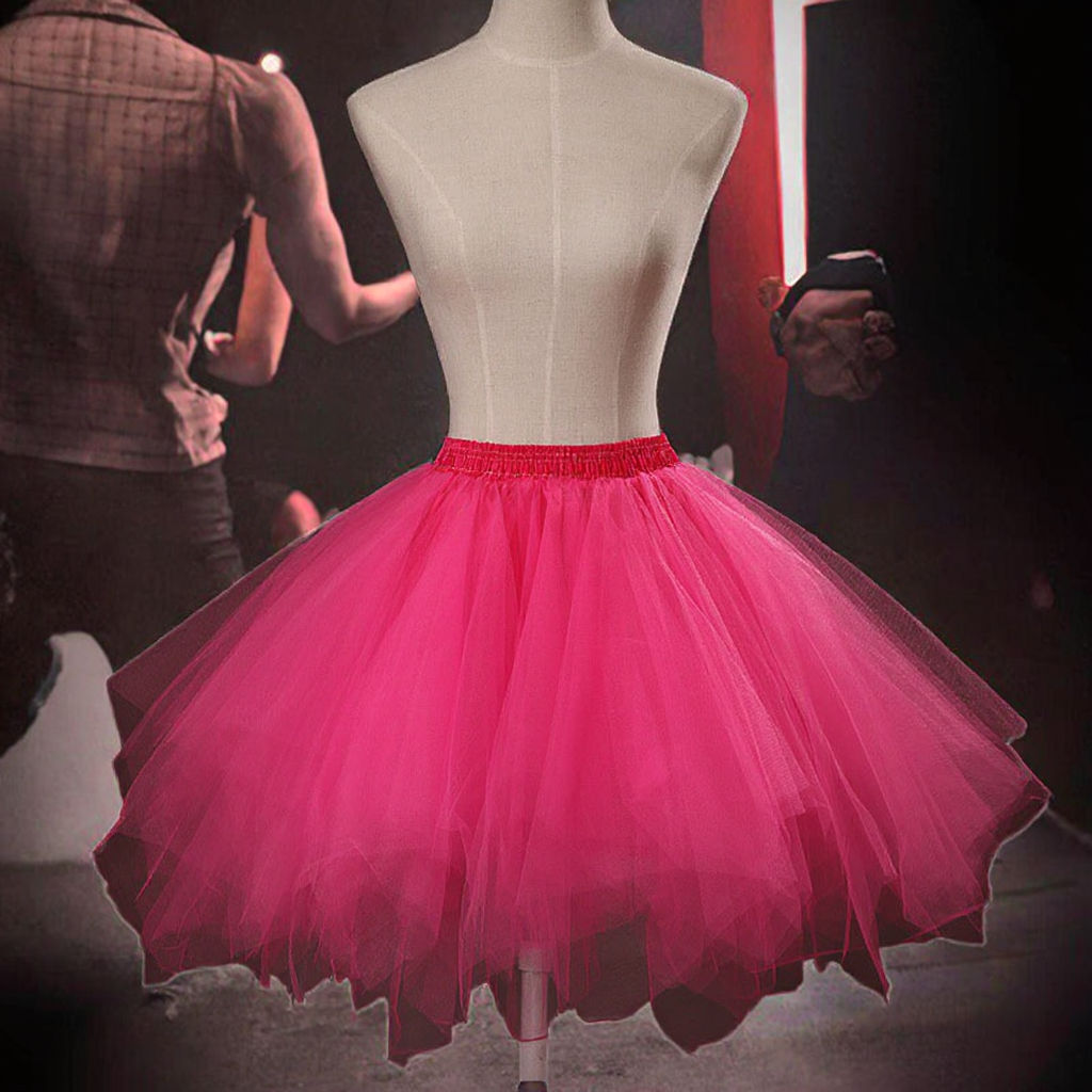 Vintage 47CM Long Tulle Skirt Elastic Band Mini Petticoat