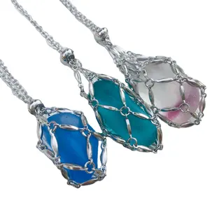 Popular Jewelry Accessories Newest Design Adjustable custom Handmade Stainless Steel Crystal Gemstone Pendant Pouch Holder