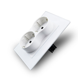 Enchufe Doble Europeo de 16A AC220V con Panel de Vidrio Templado en Negro, Blanco, Dorado y Gris para Uso Doméstico - Product Image 2