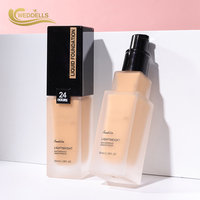 Fond de teint liquide effet seconde peau, gamme de teintes inclusive 50+, ingrédients bio-fermentés, longue tenue, étiquette privée personnalisée
