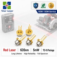 Diode laser rouge UOC Original Package U-LD-630547AP 635nm 5mW TO-18 5.6mm pour stylo laser, lecteur de codes-barres, module laser
