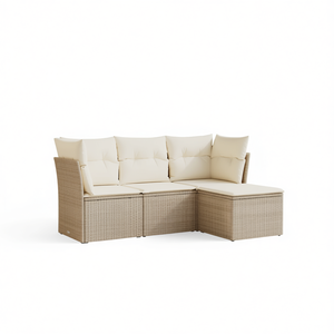 Ensemble de canapés de jardin en rotin beige, meubles d'extérieur modulaires, confortables et élégants, 4 pièces - Product Image 1