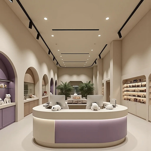 Exhibición <span class=keywords><strong>de</strong></span> Productos Suplementarios en Niveles con Iluminación <span class=keywords><strong>de</strong></span> Riel para Tiendas Minoristas <span class=keywords><strong>de</strong></span> Estilo Boutique Creativo con Temática <span class=keywords><strong>de</strong></span> Mascotas, Estilo Suave y Delicado - Product Image 5