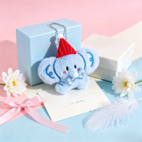Porte-clés broche pendentif en peluche éléphant super mignon de dessin animé pour sac