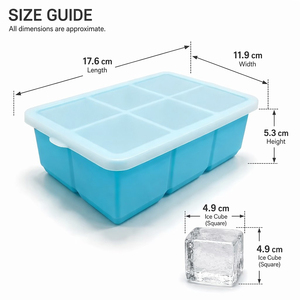 正方形製氷皿 BPAフリー 食品グレード 大型 4.9cm スタッカブル 再利用可能 プロ仕様 バー用 シリコン製 氷塊トレイ - Product Image 4