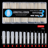 OEM 504 pièces/boîte Faux ongles extra longs transparents naturels à couverture complète, styles Cowboy, Stiletto, Bambou, en forme de T, sans trace