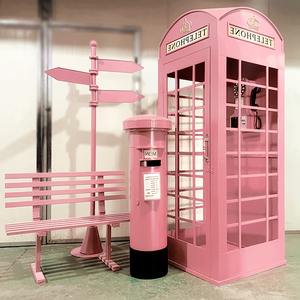 जीवन का आकार विंटेज साउंडप्रूफ टेलीफोन बूथ कार्यालय लाल सार्वजनिक लंदन फोन बूथ बिक्री के लिए - Product Image 3