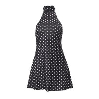 Robe d'été 2026 européenne et américaine à pois, dos nu, cintrée à la taille, coupe trapèze, mini, sexy, pour club, en polyester, pour femme, tenue décontractée