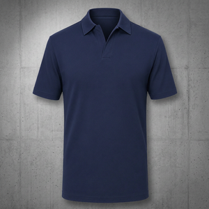 Chemise de golf personnalisée pour homme, en coton respirant tricoté uni, manches courtes, logo brodé personnalisé sur le devant - Product Image 3