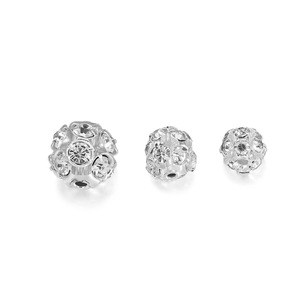 Rhinestone Flower <b>Ball</b> Beads Small Double Hole Spacer Jewelry Findings Copper Plated <b>Sphere</b> Design Loose Beads For Bracelet - Product Image 2