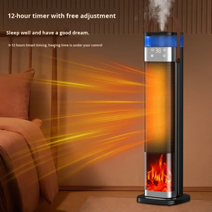 Elektrischer PTC-Heizlüfter für Zuhause mit Temperaturregler, schneller Flammensimulation, vertikal, tragbar, Fernbedienung, ABS, 2000W, energieeffizient - Product Image 5
