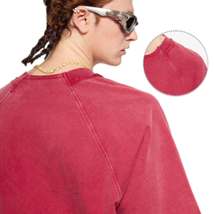 Camiseta de algodón puro de 260g de manga corta con retazos lavados de verano - Product Image 1