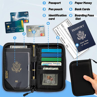 Dompet Paspor Anti RFID Oxford, Dompet Penyimpanan Dokumen dengan Ritsleting, Perlengkapan Perjalanan