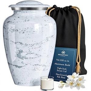 Urna Funeraria Grande de Aluminio Blanca de 200 Pulgadas Cúbicas, con Tapa Segura y Base de Fieltro, para Cenizas de Adultos - Product Image 1