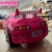 Éclairage LED décoratif pour voiture gonflable rose, modèle de voiture de course gonflable personnalisé pour la publicité