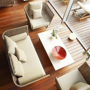Canapé d'extérieur style nordique, chaise en rotin pour <span class=keywords><strong>jardin</strong></span> et cour, canapé double en rotin pour balcon et extérieur - Product Image 3