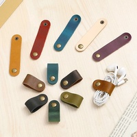Organisateur de câbles en cuir PU, sangle de rangement pour écouteurs, organisateur de câbles d'alimentation et de données, attache en cuir à boucle, couleur