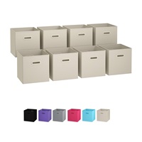 Panier cube en tissu pliant de haute qualité avec double poignée en plastique, boîte de rangement