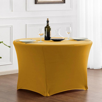 Housse de table ronde extensible en gros, nappe élastique unie en polyester et spandex pour mariage, banquet, événement, fête