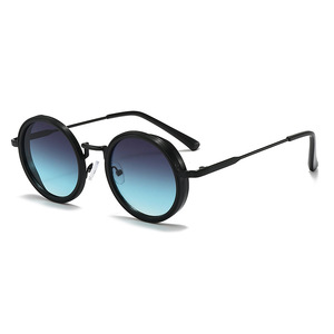 Gafas <span class=keywords><strong>de</strong></span> <span class=keywords><strong>Sol</strong></span> Redondas con Marco Completo, Estilo Steampunk Metálico, Protección UV400, Diseño Europeo Americano <span class=keywords><strong>de</strong></span> Alta Gama <span class=keywords><strong>para</strong></span> Hombre y <span class=keywords><strong>Mujer</strong></span>, Estilo Retro Moderno - Product Image 3