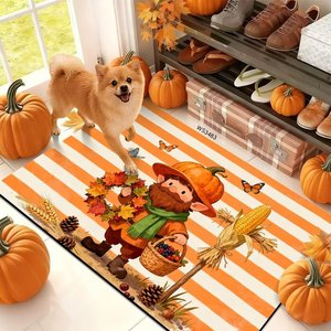 Paillasson rustique personnalisé antidérapant et absorbant motif citrouille d'automne avec motif « Cœur Grateful » pour entrée adaptée aux animaux de compagnie - Product Image 5