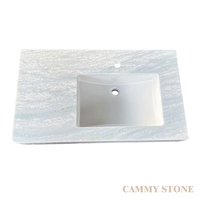 Cammy Stone – Grand lavabo mural en marbre bleu cristal, design moderne et durable, idéal pour ferme, hôtel, appartement, salle de bain, hôpital