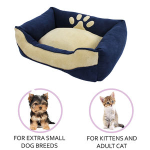 Mittelgroßes Luxus-Rechteck-Haustier bett Wildleder-Plüsch kissen mit massivem wärmendem Samt-Leinen-Modestil Katzen-und Hunde karton bett - Product Image 2